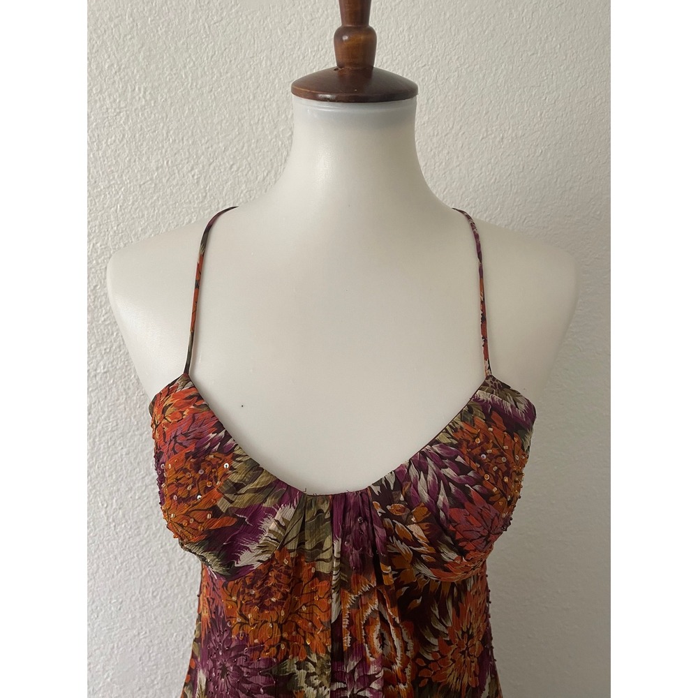 Laundry by Shelli Segal Silk Floral Slip Dress Women 4 Beaded Vintage Fairycore - Picture 2 of 10